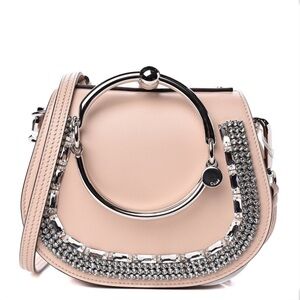 Chloe Nile Leather Shoulder Bag with Embellishment in Cement Pink (NWT)